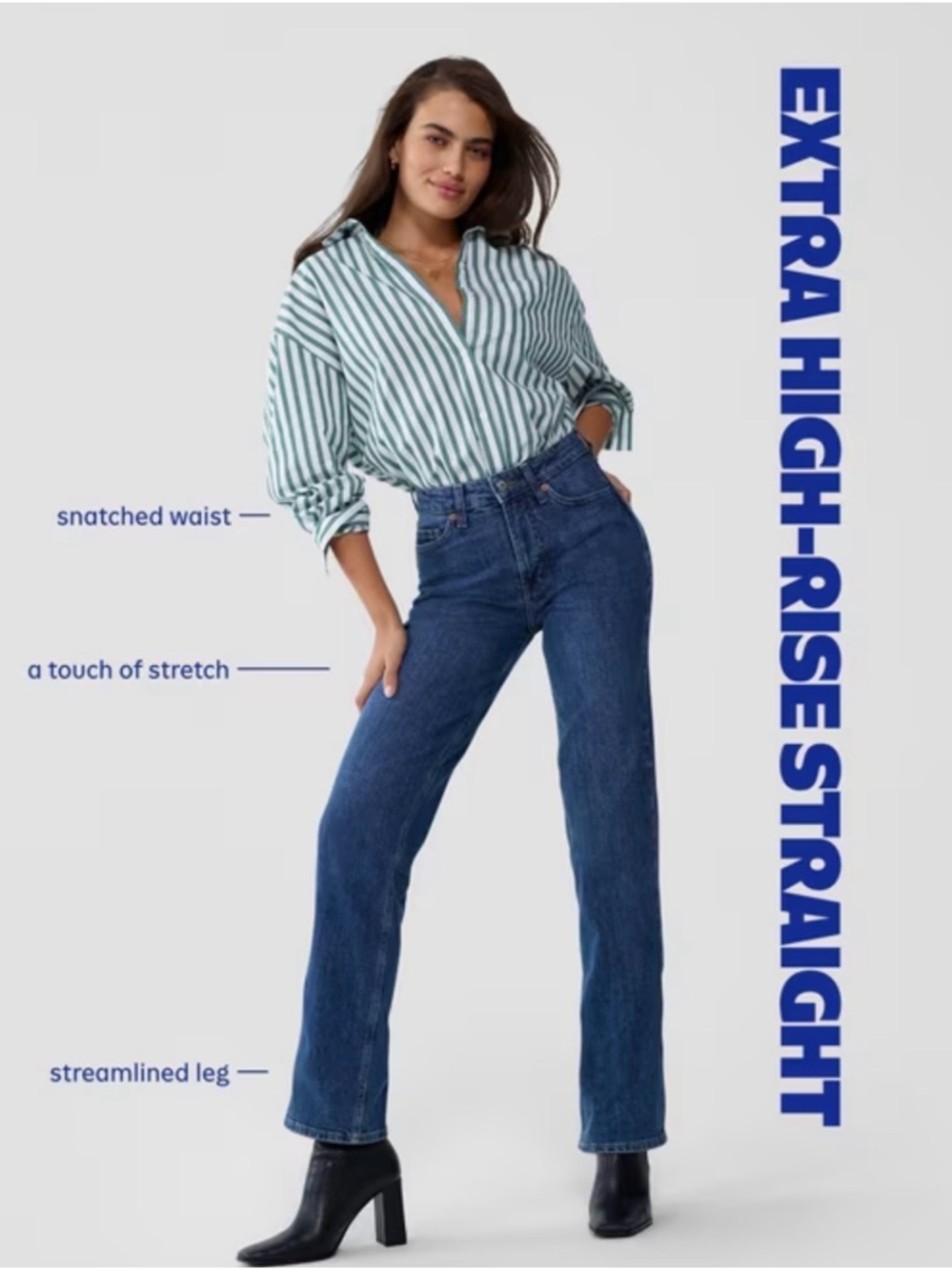 Extra High-Rise Straight Jeans - Dark Blue Rinse